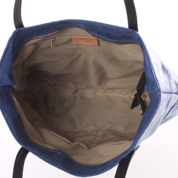 Veľká kožená kabelka cez rameno tmavomodrá - ItalY Obelia