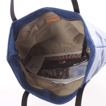 Veľká kožená kabelka cez rameno tmavomodrá - ItalY Obelia