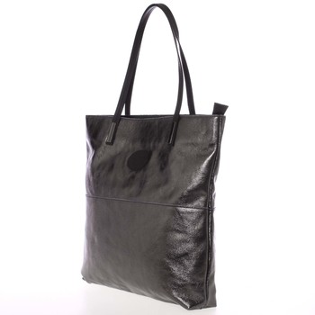 Veľká kožená kabelka cez rameno čierna - ItalY Obelia