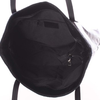 Veľká kožená kabelka cez rameno čierna - ItalY Obelia