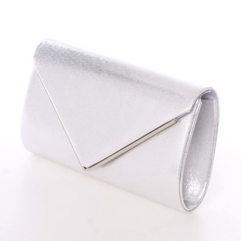 Moderná saténová dámska listová kabelka strieborná s glitterom - Delami D697