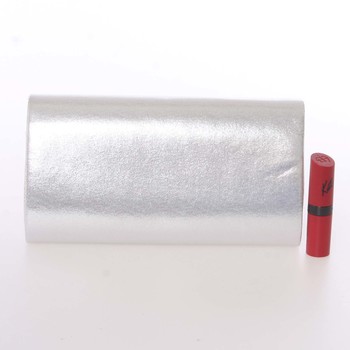 Moderná saténová dámska listová kabelka strieborná s glitterom - Delami D697