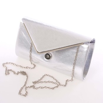 Moderná saténová dámska listová kabelka strieborná s glitterom - Delami D697