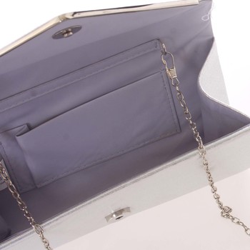 Moderná saténová dámska listová kabelka strieborná s glitterom - Delami D697