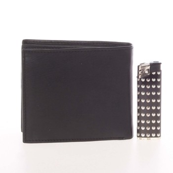 Pánska kožená voľná čierna peňaženka - Delami 8222