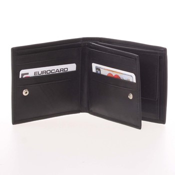Pánska kožená voľná čierna peňaženka - Delami 8222