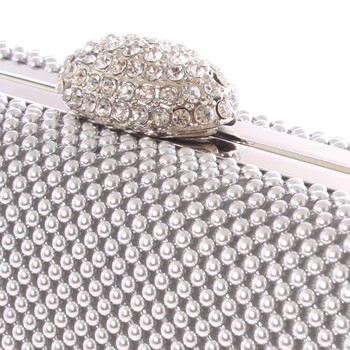 Menšia dámska perleťová listová kabelka strieborná - Delami V4039