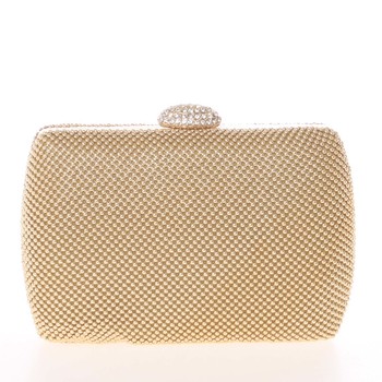 Menšia dámska perleťová listová kabelka zlatá - Delami V4039