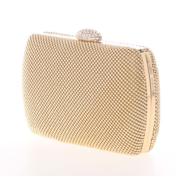 Menšia dámska perleťová listová kabelka zlatá - Delami V4039