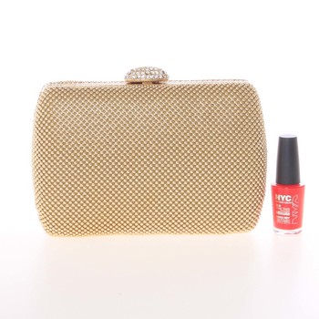 Menšia dámska perleťová listová kabelka zlatá - Delami V4039