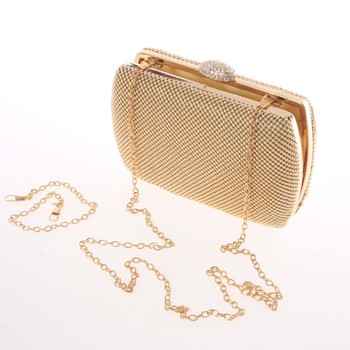 Menšia dámska perleťová listová kabelka zlatá - Delami V4039