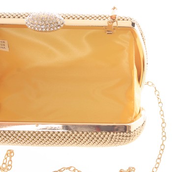 Menšia dámska perleťová listová kabelka zlatá - Delami V4039