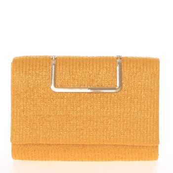 Originálna dámska listová kabelka žltá s pleteným vzorom - Delami hl3038
