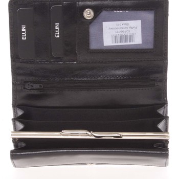 Praktická dámska väčšia čierna kožená peňaženka - Ellini Patia