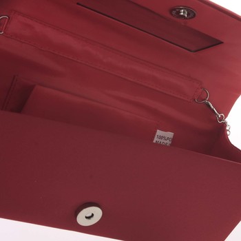 Decentná saténová listová kabelka tmavočervená - Delami P355