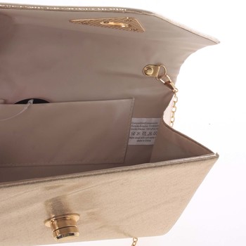 Zlatá saténová listová kabelka so sponou - Delami J708