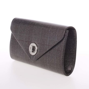 Moderná kockovaná čierna listová kabelka - Delami L067