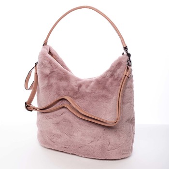 Elegantní dámská kožešinová kabelka růžová - MARIA C Janiyah