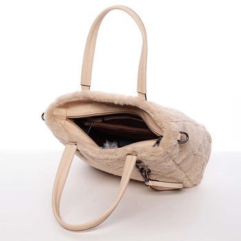 Exkluzívny kožušinová kabelka do ruky marhuľová - MARIA C Zoey