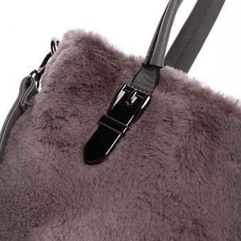 Exkluzívny kožušinová kabelka do ruky sivá - MARIA C Zoey