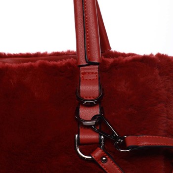 Exkluzivní kožešinová kabelka do ruky červená - MARIA C Zoey