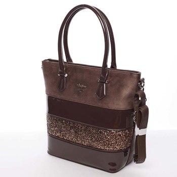 Atraktivní dámská hnědá kabelka s glitterem - David Jones Persis