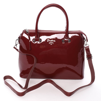 Elegantní lakovaná tmavě vínová dámská kabelka - David Jones Belen