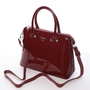 Elegantní lakovaná tmavě vínová dámská kabelka - David Jones Belen
