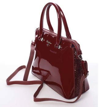 Elegantní lakovaná tmavě vínová dámská kabelka - David Jones Belen