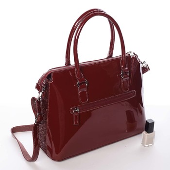 Elegantní lakovaná tmavě vínová dámská kabelka - David Jones Belen