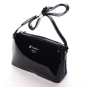 Luxusná dámska lakovaná crossbody kabelka s glitterom čierna - David Jones Petrina