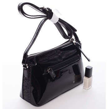 Luxusná dámska lakovaná crossbody kabelka s glitterom čierna - David Jones Petrina
