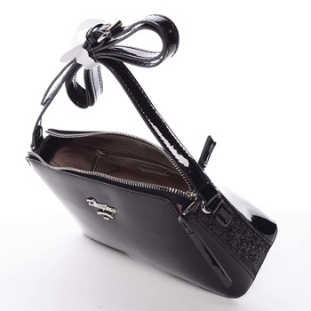 Luxusná dámska lakovaná crossbody kabelka s glitterom čierna - David Jones Petrina