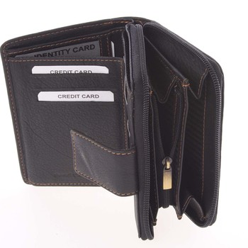 Kvalitná kožená dámska prešívaná peňaženka čierna - SendiDesign Reta 