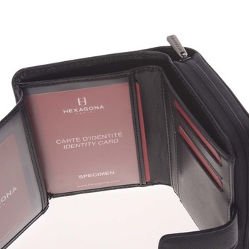 Luxusná dámska dvojdielna čierna peňaženka saffiano - HEXAGONA Ritsa