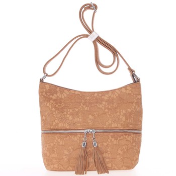 Luxusná stredná dámska crossbody kabelka hnedá - Silvia Rosa Teny