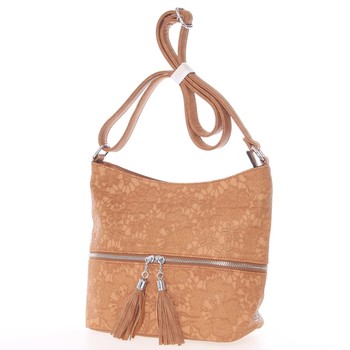 Luxusná stredná dámska crossbody kabelka hnedá - Silvia Rosa Teny