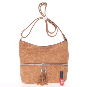 Luxusná stredná dámska crossbody kabelka hnedá - Silvia Rosa Teny