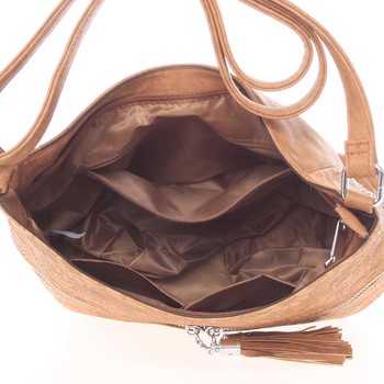 Luxusná stredná dámska crossbody kabelka hnedá - Silvia Rosa Teny