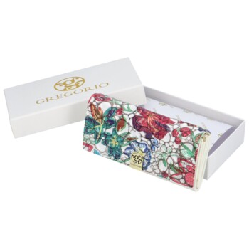 Dámska kožená peňaženka biela/kvetinová - Gregorio Marguretia