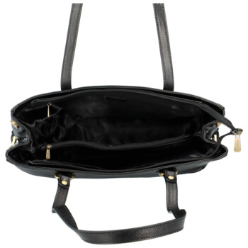 Luxusná dámska kožená kabelka čierna - Hexagona Elianna