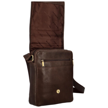 Pánska kožená taška cez rameno tmavo hnedá - SendiDesign Nouwel