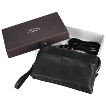 Dámska kožená crossbody kabelka čierna - Katana Isola