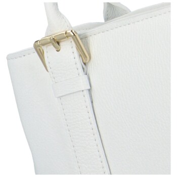 Dámska kožená kabelka do ruky biela - Delami Solida