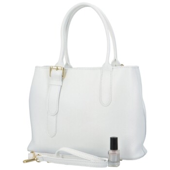 Dámska kožená kabelka do ruky biela - Delami Solida