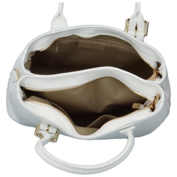 Dámska kožená kabelka do ruky biela - Delami Solida