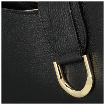 Dámska kožená kabelka na rameno čierna - Delami Waily