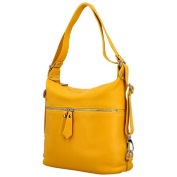 Dámsky kožený kabelko/batoh žltý - Delami Teresa