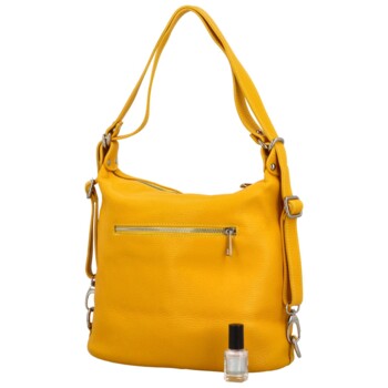 Dámsky kožený kabelko/batoh žltý - Delami Teresa