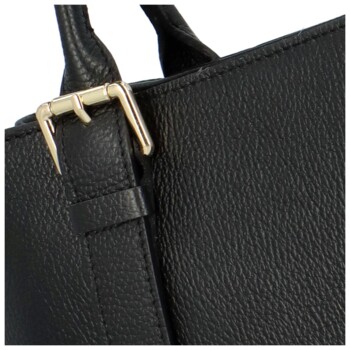 Dámska kožená kabelka do ruky čierna - Delami Solida